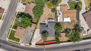 Aerial perspective of suburban area