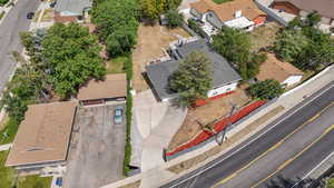 Aerial perspective of suburban area