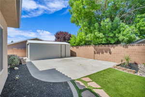 Garage with a storage shed