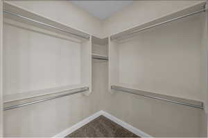 Spacious closet with carpet