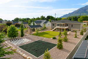 Aerial view of backyard