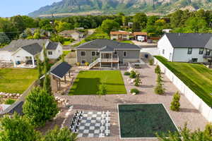 Aerial view of backyard