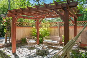 View of patio / terrace featuring a pergola