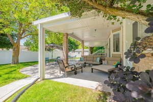 View of patio with outdoor lounge area