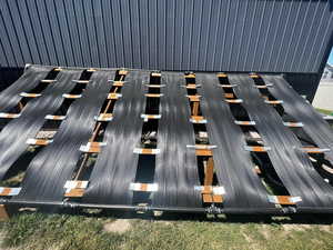 Exterior view of a solar pool heater