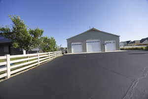 View of detached garage