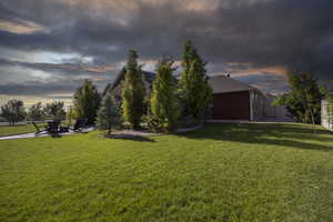 View of yard at dusk