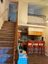 Staircase with wood finished floors