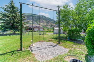 View of yard featuring a mountain view