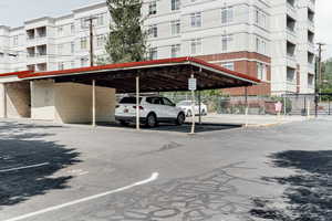 View of covered parking lot