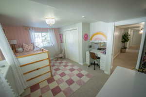 Basement bedroom 3.  Awesome desk or vanity nook!