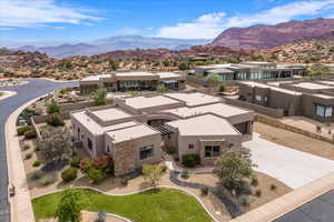 View of subject property with a mountain backdrop