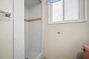 Bathroom with a stall shower