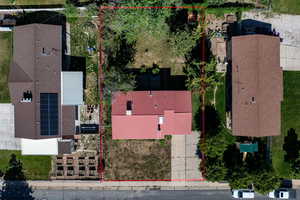 Aerial view of property's location with estimated property boundaries highlighted