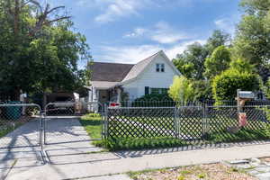 Fully fenced yard facing East
