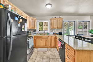 Close view of kitchen with lots of light coming in from the windows.