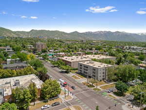 View of urban area with a mountainous background
