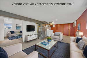 Living area with washer / dryer
