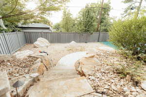 View of fenced backyard