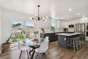 Kitchen with appliances with stainless steel finishes