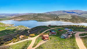 Drone / aerial view of a water and mountain view