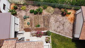 Bird's eye view of garden area