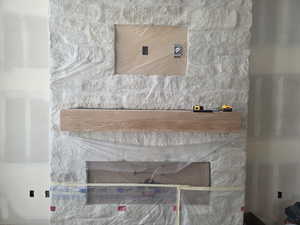 View of mantel.