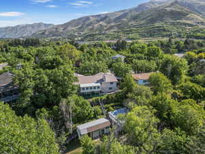 Aerial view of a mountainous background