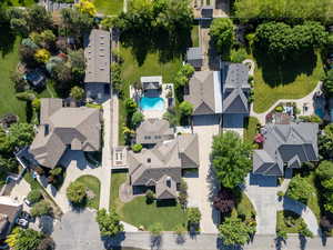Aerial view of property featuring the pool