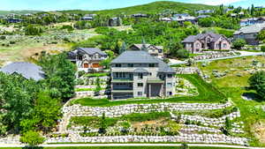 Aerial perspective of suburban area