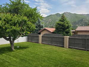 View of yard with a mountain view