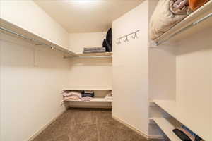Spacious closet with carpet floors