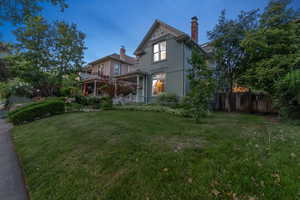 View of home's exterior with a chimney