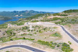 Aerial view of a water and mountain view