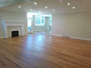 Spacious family room on main floor, just off of kitchen/dining area