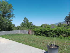View of backyard featuring a mountain view