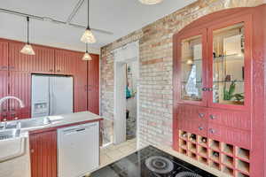 Built-in with wine rack.