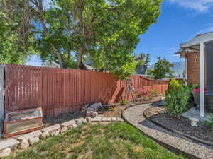 View of fenced backyard
