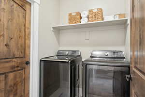 Laundry room with washing machine and dryer