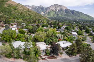 View of mountain background with nearby suburban area