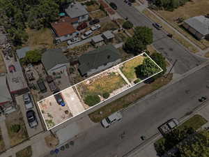 Aerial overview of property's location featuring property boundaries highlighted