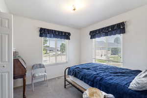 Bedroom with carpet and baseboards