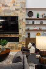 Living room with wood finished floors