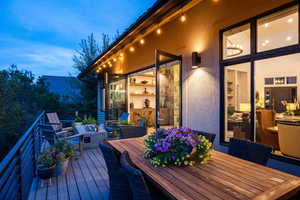 Wooden terrace with outdoor dining area