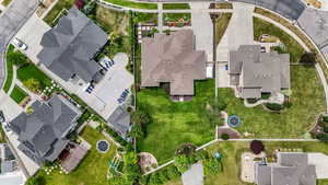 Aerial perspective of suburban area