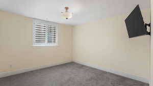 Unfurnished room with carpet floors and baseboards