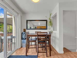 Dining space featuring wood finished floors