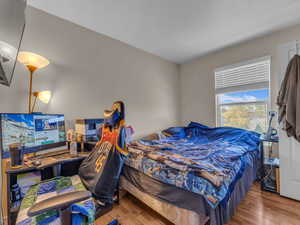 Bedroom featuring wood finished floors