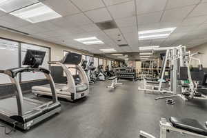 Workout area with a drop ceiling