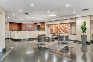 Reception with recessed lighting